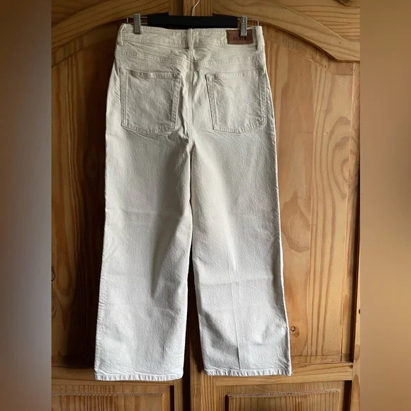 Sezane Le Crop High Waisted Cream Jeans Size 8 - Picture 4 of 6